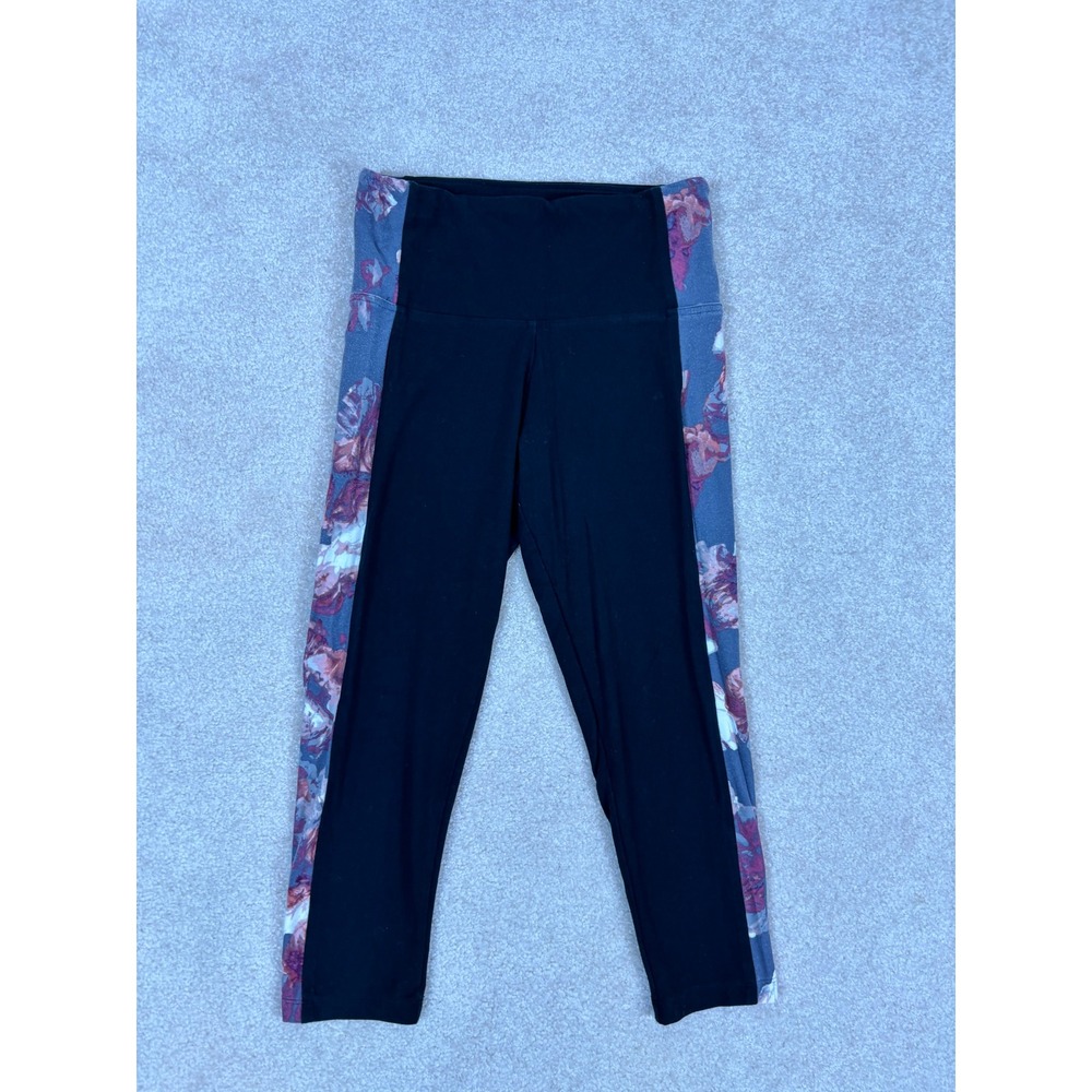 Victoria Sport Womens Black Floral Side Panel High Rise Cropped Leggings Size S‎